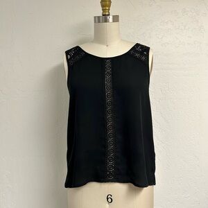 Elegant Black Lace Trim Women's Top